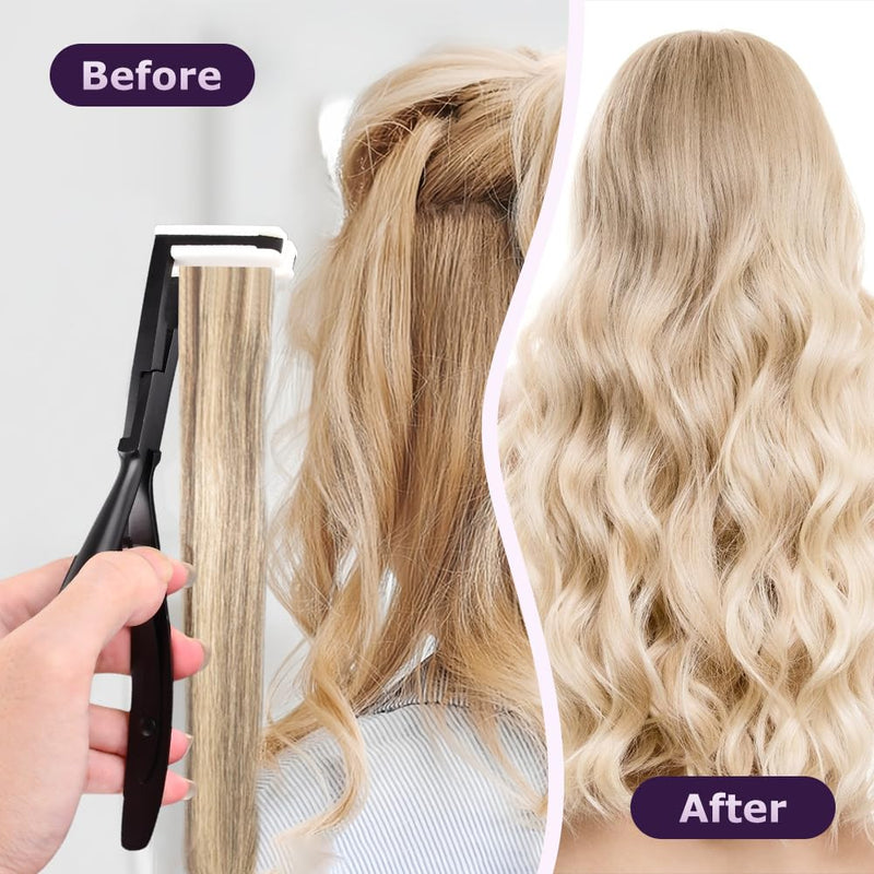 [Australia] - Tape in Hair Extensions Plier, Stainless Steel Flat Surface Extensions Tape Sealing Clamp Pliers Tool, Microlink Hair Extension Removal Tool Kit for Women Hair Extension Tools(Black) Black 