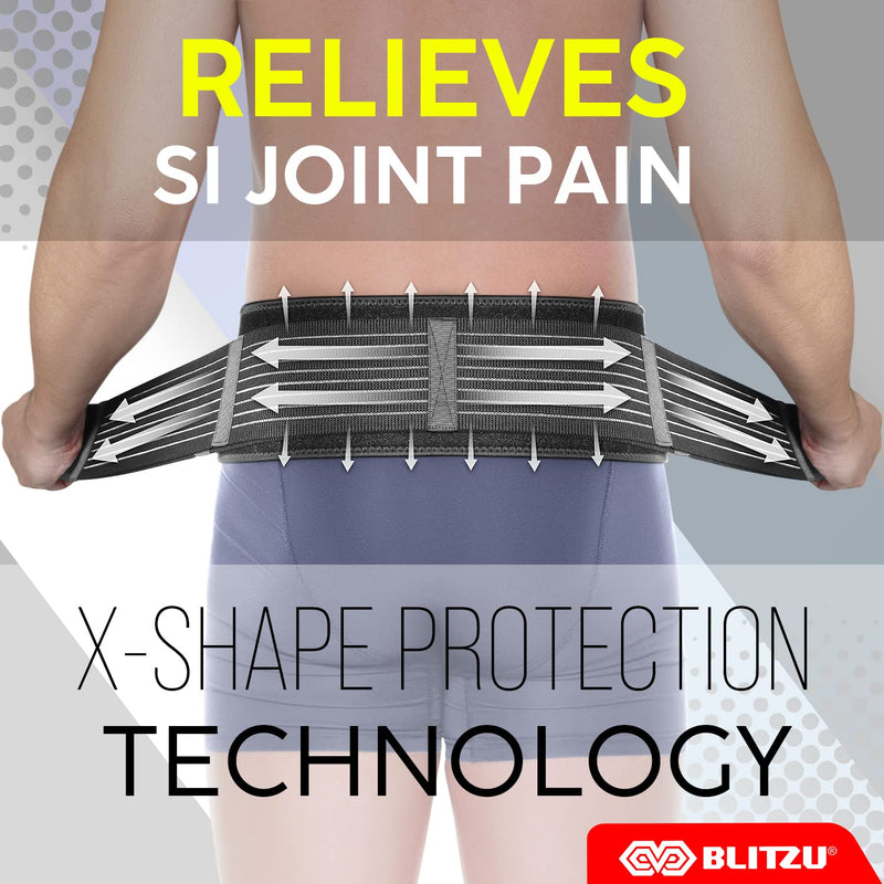 [Australia] - BLITZU Sacroiliac SI Hip Belt For Women And Men. Lower Back Support Belt. Compression Hip Brace for Pelvis, Joint, Lumbar & Sciatica Pain Relief. Sciatic Nerve Brace, Waist Pelvic Support Belt. L-XL Large-X-Large 