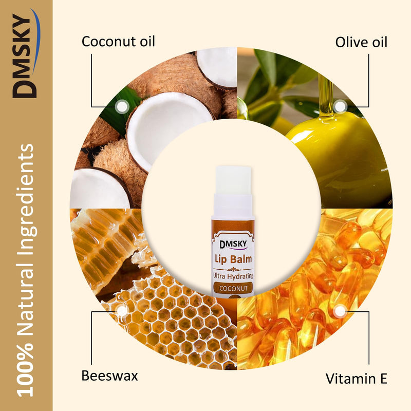 DMSKY 30 Pack Lip Balm, Natural Lip Balm Bulk with Vitamin E and Coconut Oil, Moisturizing Soothing Chapped Lips-15 Flavors | Hydrates with Vitamin E & Beeswax, Moisturizing Lip Care for Dry Chapped Lips C-30 Count