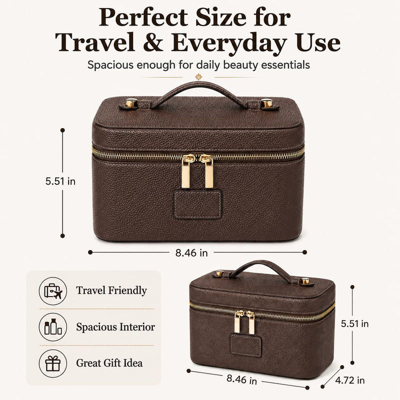 Makeup Bag Vanity Case for Women Leather Cosmetic Bag Travel Toiletry Bags Portable Makeup Organizer Case