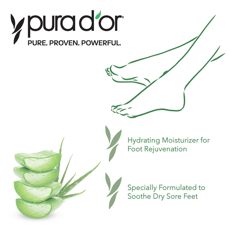 [Australia] - PURA D'OR 16 Oz FootFocus Organic Aloe Vera Gel For Severe Cracked Heel Repair Foot Care Products - Soothes Sore Feet Extra Strength Feet Care - Vitamin E, Peppermint, Tea Tree & Eucalyptus Oil 