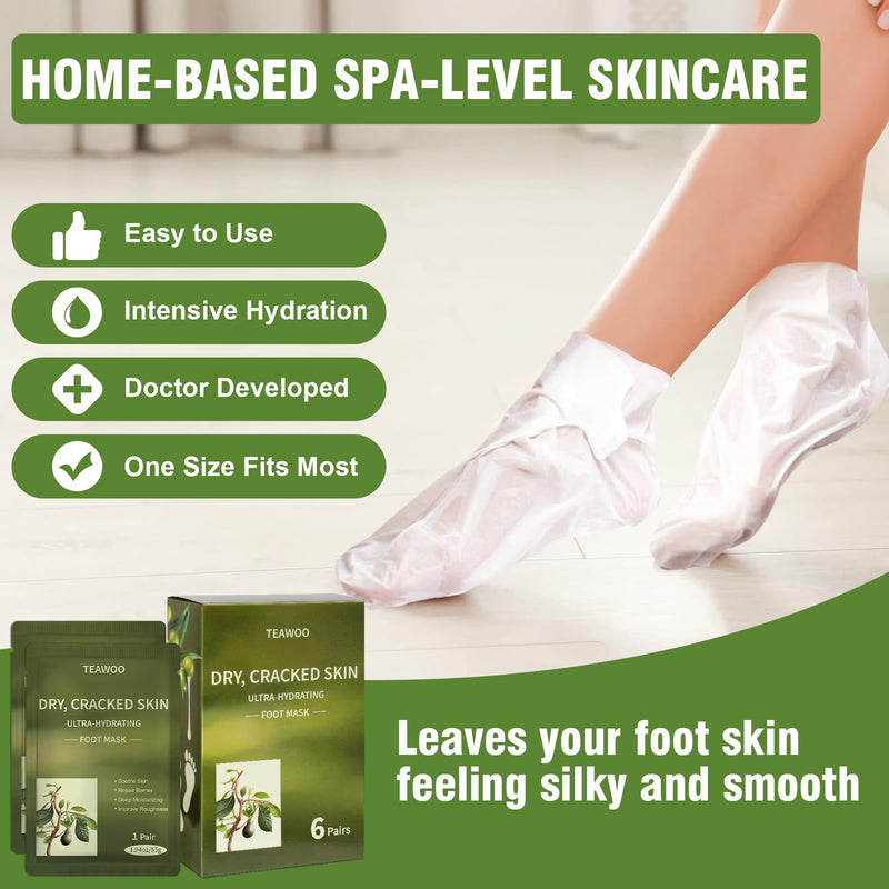 [Australia] - 18 Pairs Moisturizing Foot Masks with Shea Butter, Jojoba Oil, Vitamin E & Urea, Intensely Hydrating Foot Mask For Dry Cracked Feet, Moisturizing Socks for Cracked Heel Treatment 1 Count (Pack of 18) 