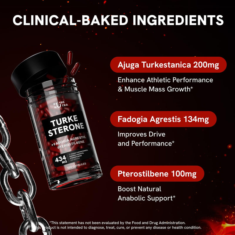 [Australia] - Turkesterone Supplement for Men - Organic Turkesterone Supplement for Muscle Growth w/Fadogia Agrestis Pterostilbene | Complexed Turkesterone Powder | 120 Turkestrone Vegan Capsules 2 Packs 