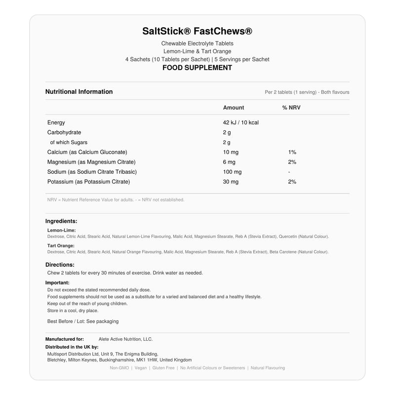 SaltStick Fastchews Resealable, Variety 4 Pack of Tart Orange & Zesty Lemon-Lime