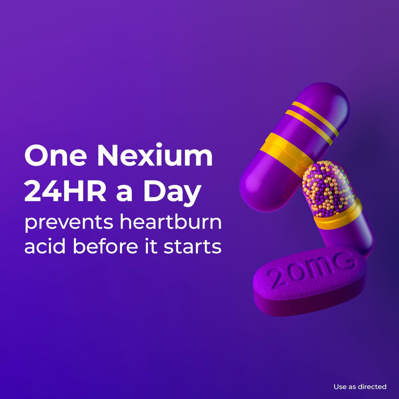 [Australia] - Nexium 24HR Acid Reducer Heartburn Relief Capsules for All-Day and All-Night Protection from Frequent Heartburn, Heartburn Medicine with Esomeprazole Magnesium - 42 Count 