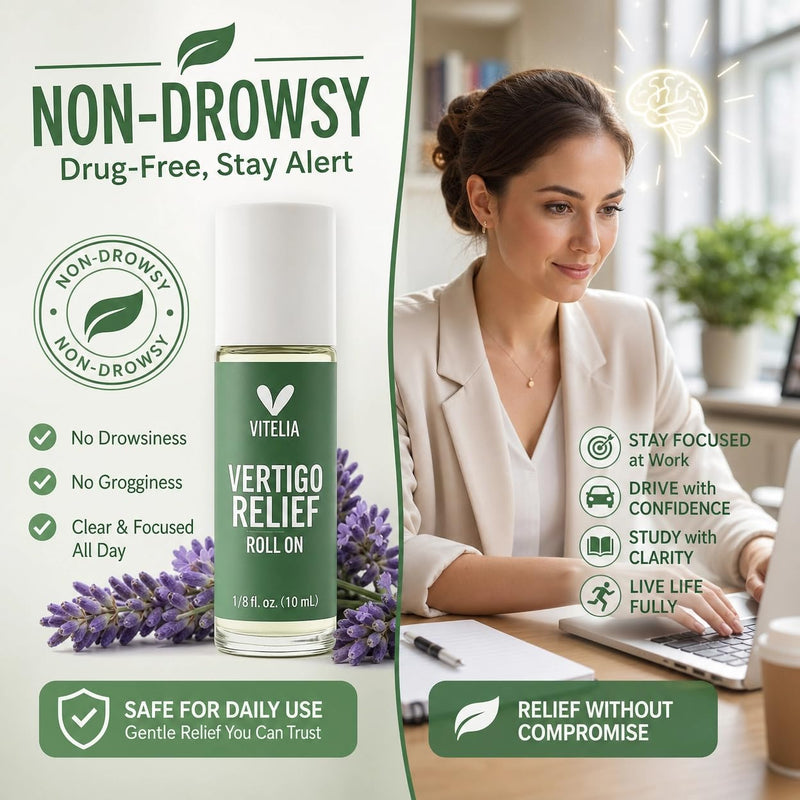 Vertigo Relief Anti-Dizzy Roll On – Botanical Essential Oil Blend for Balance Support, Non-Drowsy, Portable Anti-Dizzy Comfort, Easy Apply for Daily Use, 10ML (2PCS)