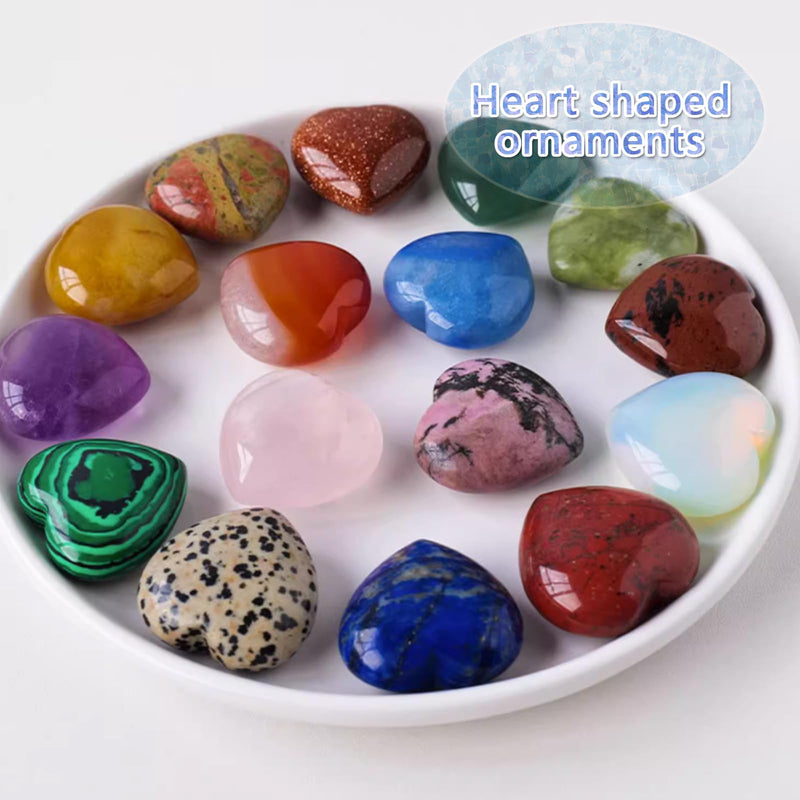 [Australia] - DALAETUS Pack of 24 Heart Stones, Healing Crystal Gemstones for Lovers, Love Heart Natural Colorful Crystals Stones for Meditation, Chakra, Reiki, Energy Balancing, Balancing, Valentine's Day 24 Hearts 