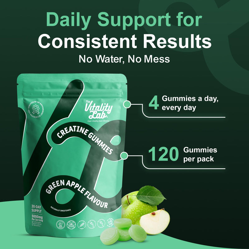 120Pcs Creatine Gummies 5000mg, Vegan and Sugar Free Creatine Monohydrate Gummies, Pre Workout Gym Supplement For Muscle Strength, Energy & Performance, 30 Days Supply for Men & Women