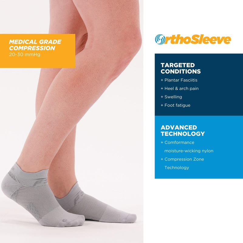 OrthoSleeve Orthotic Plantar Fasciitis Socks helps prevent plantar fasciitis relieves heel and arch pain Small White No-Show