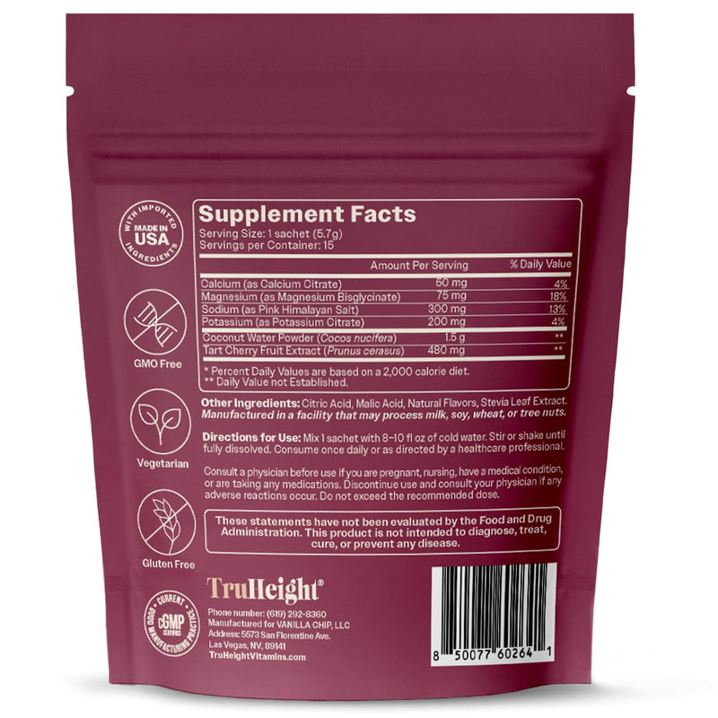 TruHeight Hydration Packets (Grape) Kids, Teens & Adults Fast Hydration, Energy & Recovery - Dehydration Relief Electrolytes Powder Packets for Athletes - Sugar Free, Zero Calorie, Non-GMO, Vegan