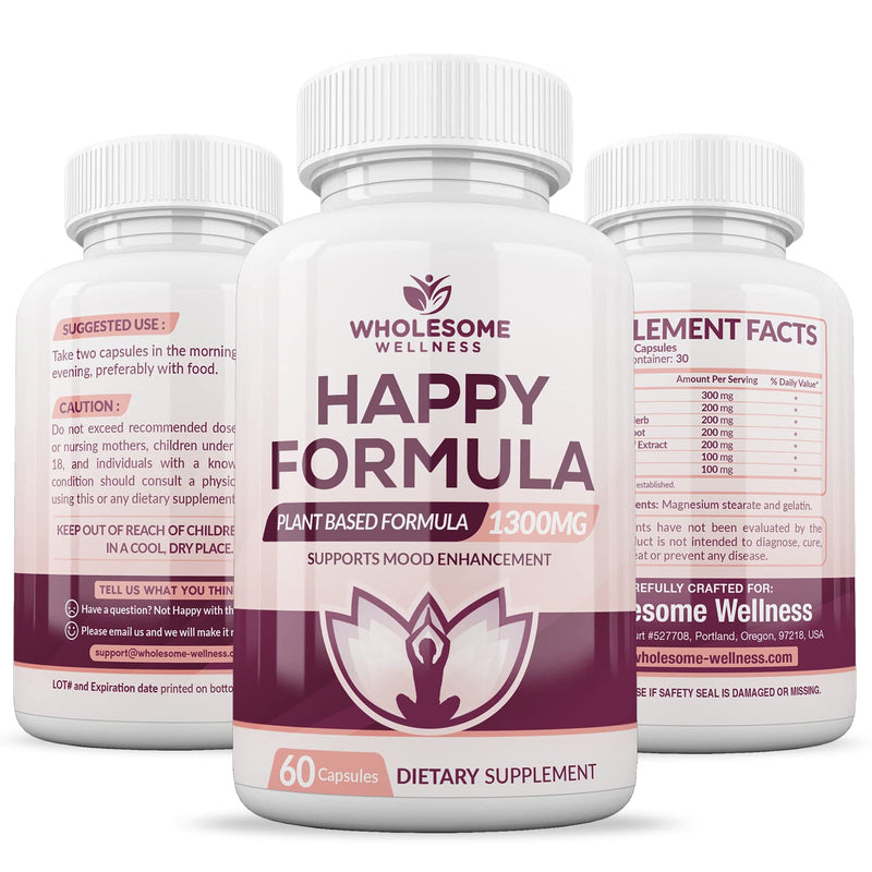 [Australia] - Wholesome Wellness Happy Formula Natural Formula Relief Supplement for Women & Men | 60 Capsules 
