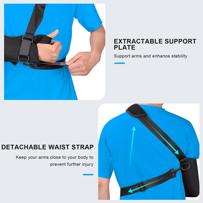 Adult Arm Sling Shoulder Immobilizer with Waist Strap Sling for Hand Shoulder Elbow Wrist Injury Torn Rotator Cuff Support Broken & Fractured Bones Fits for Left Right Arm Women Men Medium