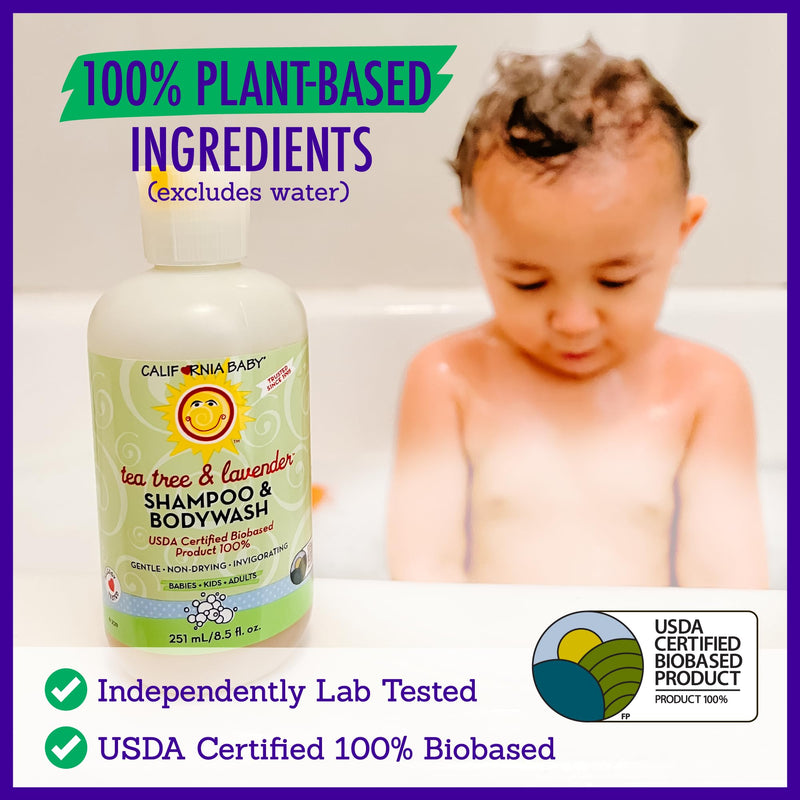 [Australia] - California Baby Tea Tree & Lavender Baby Shampoo And Body Wash - Allergy Tested Baby Soap and Toddler Shampoo, for Dry, Sensitive Skin, 100% Plant-Based - USDA Certified, 251 mL / 8.5 fl. oz. 