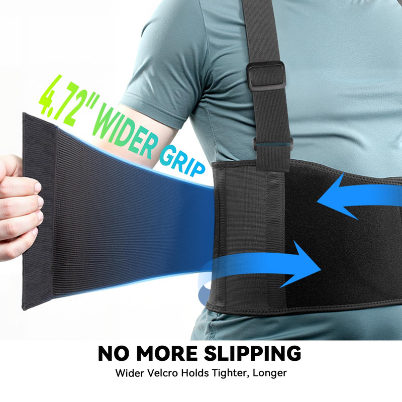 [Australia] - Work Back Brace for Men & Women, Adjustable Lower Back Support Belt with Suspenders for Back Pain Relief, Moving Construction Warehouse Heavy Lifting Safety & Protection (Black, Large) Black 