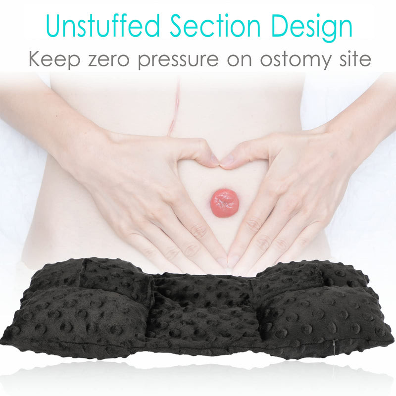 [Australia] - Ostomy Seat Belt Protector Stoma Seatbelt Pillow Ostomy Bag Covers Colostomy Pouch Supplies Post Surgery Recovery for Women Men Minky Dot Black 