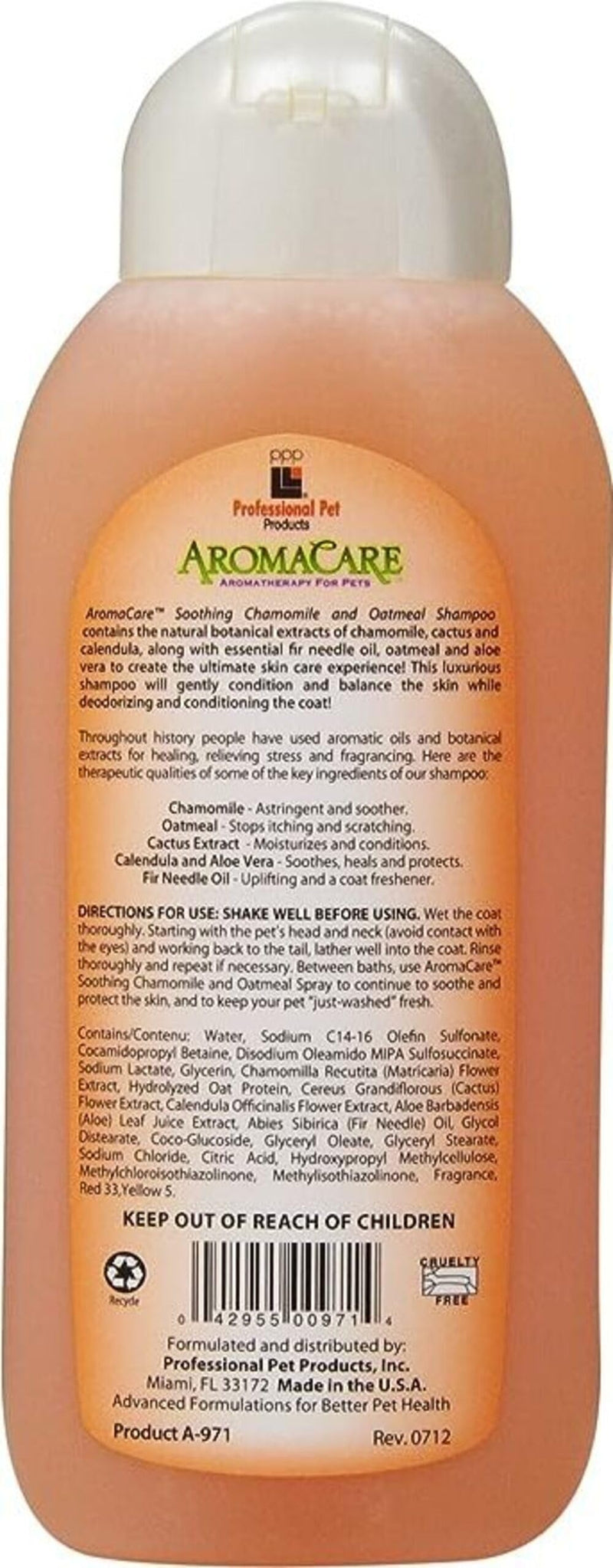 PPP AromaCare Chamomile Shampoo for Sensitive Dogs - Nourishes & Moisturizes Fur & Coat - Chamomile & Oatmeal - 13.5 fl oz - PawsPlanet Australia