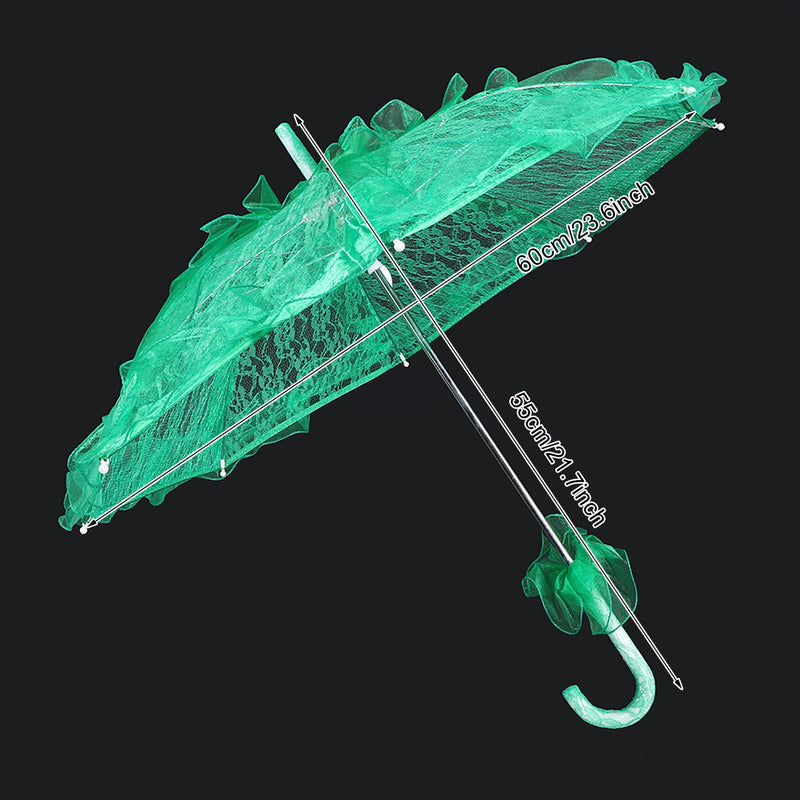 Fdit Bridal Lace Cotton Umbrella Parasol Costume for Wedding Parties Dancing Photography Prop(Green)