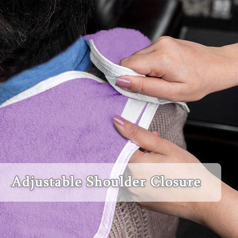 [Australia] - 4 Pack Terry Cloth Adult Bibs with Crumb Catcher, Washable Adjustable Adult Bibs for Unisex Men Women Elderly Seniors Purple X 4 