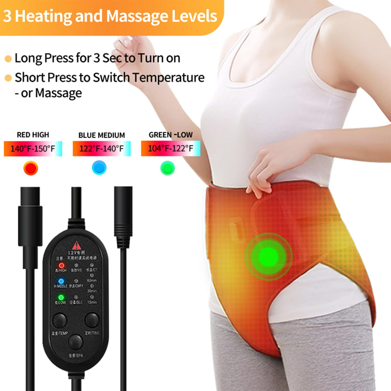 Period Heating Pad, Heating Pad for Period Cramps Massager for Women, with 3 Vibration and Heat Settings, New Upgrade Menstrual Heating Pad for Abdomen Pain and Cramps Relief Black