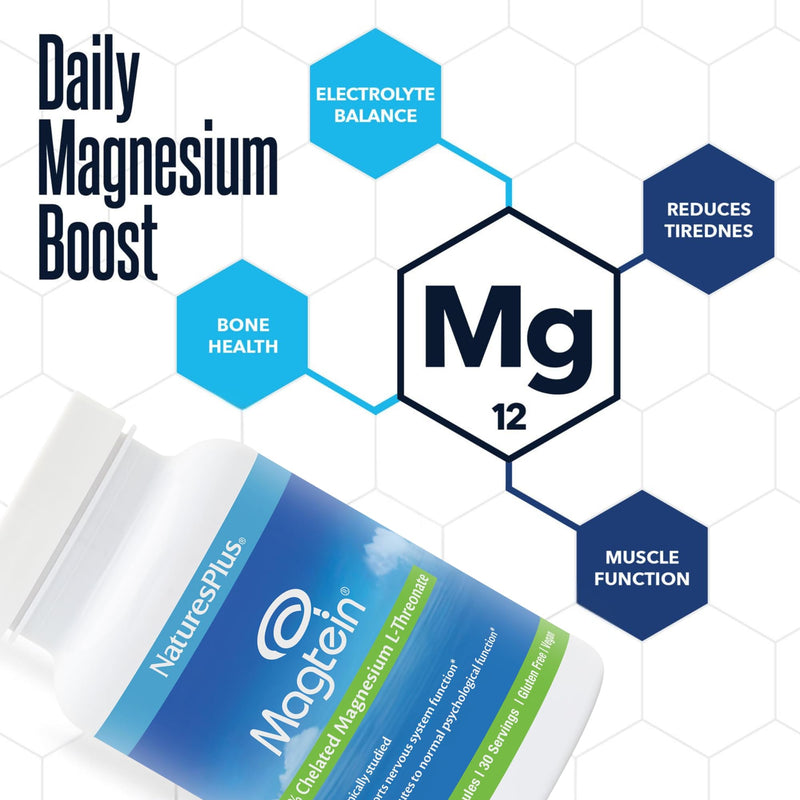 NaturesPlus Magtein Magnesium L-Threonate- High Strength, Calm, Mood, Memory, Focus, Cognitive - Vegan, Non-GMO, Gluten-Free - 90 Capsules