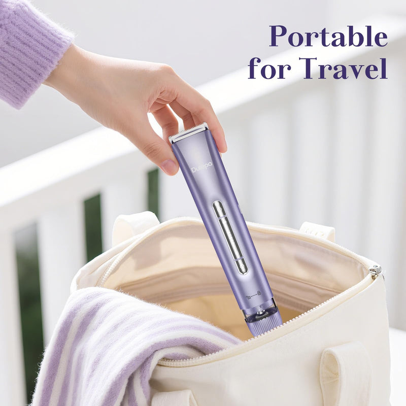 [Australia] - 2-in-1 Electric Bikini Trimmer for Women, IPX7 Waterproof, Rechargeable Razor with Double-Edged Blade, Portable Hair Removal Shaver for Wet and Dry Use (Purple) Purple 