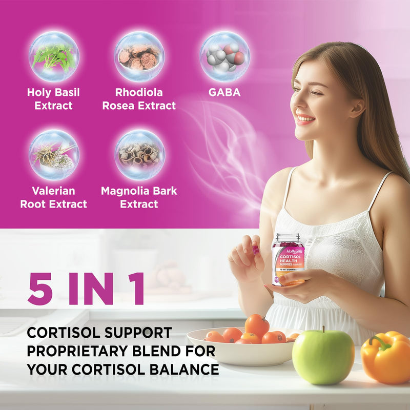 Cortisol Supplements for Women Men, Cortisol Gummies for Cortisol Detox | With Ashwagandha, Magnesium, L-Theanine, Phosphatidylserine, B6 for Relax, Sleep, Focus, Sugar-Free, Vegan, 60 1 Count (Pack of 120)