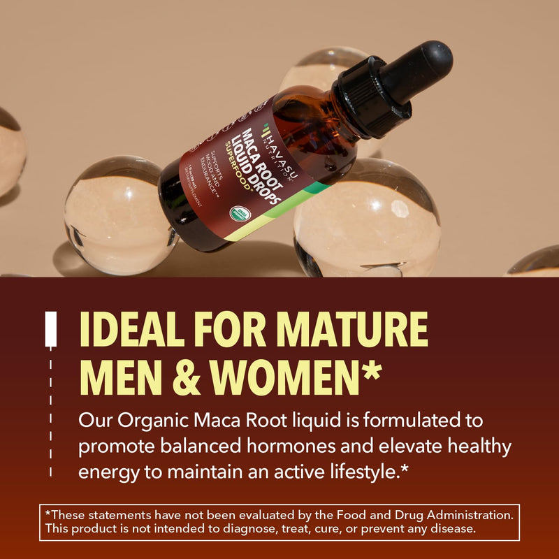 [Australia] - Organic Maca Root Liquid Drops - Supports Hormone Balance, Mood, and Energy in Women and Men - Lepidium Meyenii to Support Performance and Vitality - Non-GMO, Vegan, Unflavored - 60 Servings 