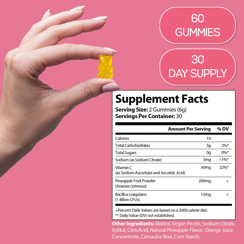 Pineapple Feminine Gummies – Probiotics for Women pH & Vaginal Probiotics Supplement – Vegan, Gluten-Free Womens Probiotic – 60 Gummies