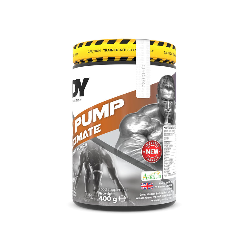 DY Nutrition - NOX Pump Pre Workout Powder | 350mg Caffeine | Fruit Punch Flavour | High Performance Preworkout for Focus, Pump & Energy with L-Citrulline, Beta Alanine, L-Tyrosine. 400g. 20 Servings