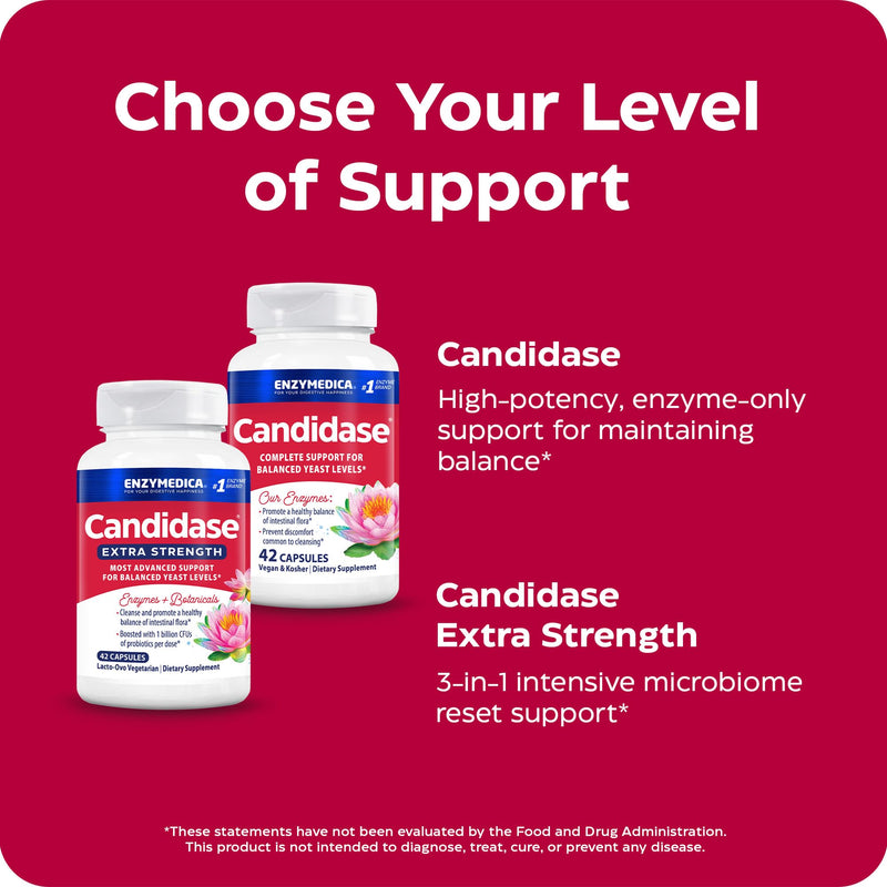 Enzymedica, Candidase, Yeast Balance, Dietary Supplement, Enzyme Support, 42 Capsules, Vegan, Gluten-Free, Soy-Free, Non-GMO