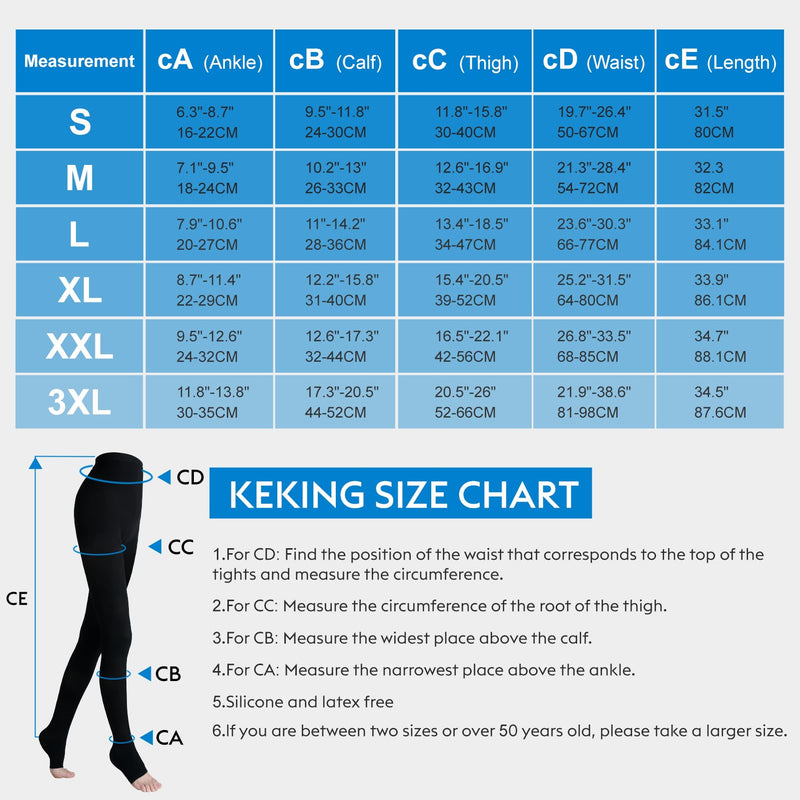 [Australia] - Medical Compression Pantyhose for Women & Men, Comfort 20-30 mmhg Graduated Compression Support Stockings, Open Toe Compression Tights for Varicose Veins, Edema, Flight, Black M Medium 