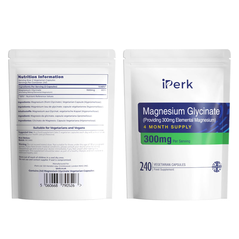 Magnesium Glycinate Capsules Provide 300 mg of Pure Elemental Magnesium Per Serving 240 Vegan Caps | Magnesium Supplement Non GMO, Dairy & Gluten Free 240 count (Pack of 1)