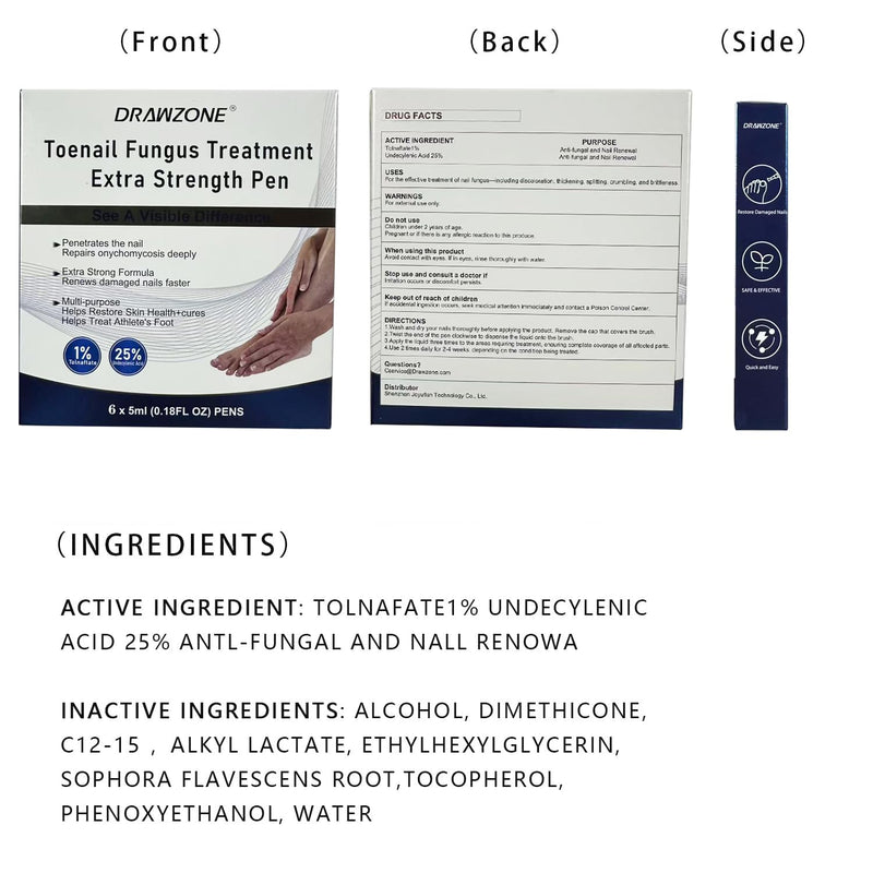 Toenail Fungi Treatment Extra Strength - Fungi Nail Pen, 25% Undecylenic Acid, Ingrown toenail treatment, Fungus nail treatment, yellow toenail, Damaged Nails foot fungus treatment extra strength 0.18 Fl Oz (Pack of 6) 6pcs