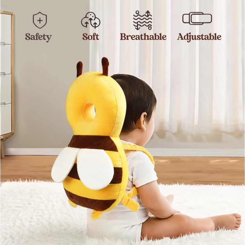 [Australia] - Baby Head Protector Backpack, Toddler Baby Head Protection Backpack with Baby Knee Pads Alarm Function for Walking & Crawling, Soft, Breathable and Wearing Safety Baby Head Protector - Yellow Bee 