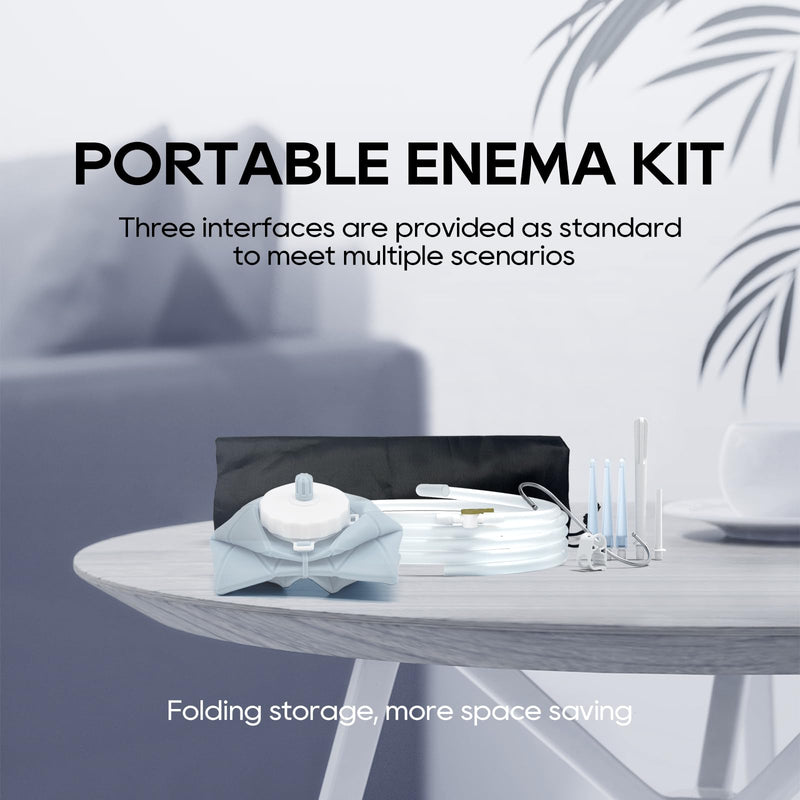 [Australia] - Collapsible Silicone Enema Bag Bottle Kit with 5.3ft Enima Hose, 5 Enema Tips, Controllable Flow Valve, 1.2 L Capacity Silicone Enama kit for Coffee and Water Colon Cleanse 5R-SFWX-5BGM 