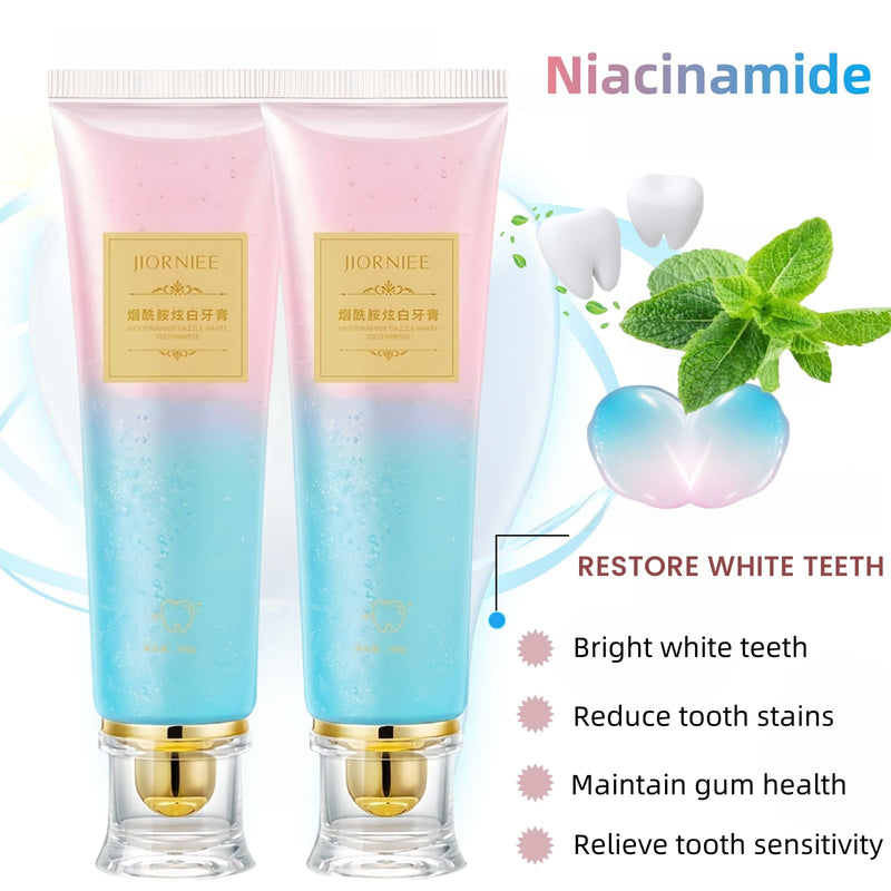 2 Pcs Niacinamide Whitening Toothpaste, Deep Stain Removal Fresh Breath Triple Oral Care Radiant Toothpaste. 2