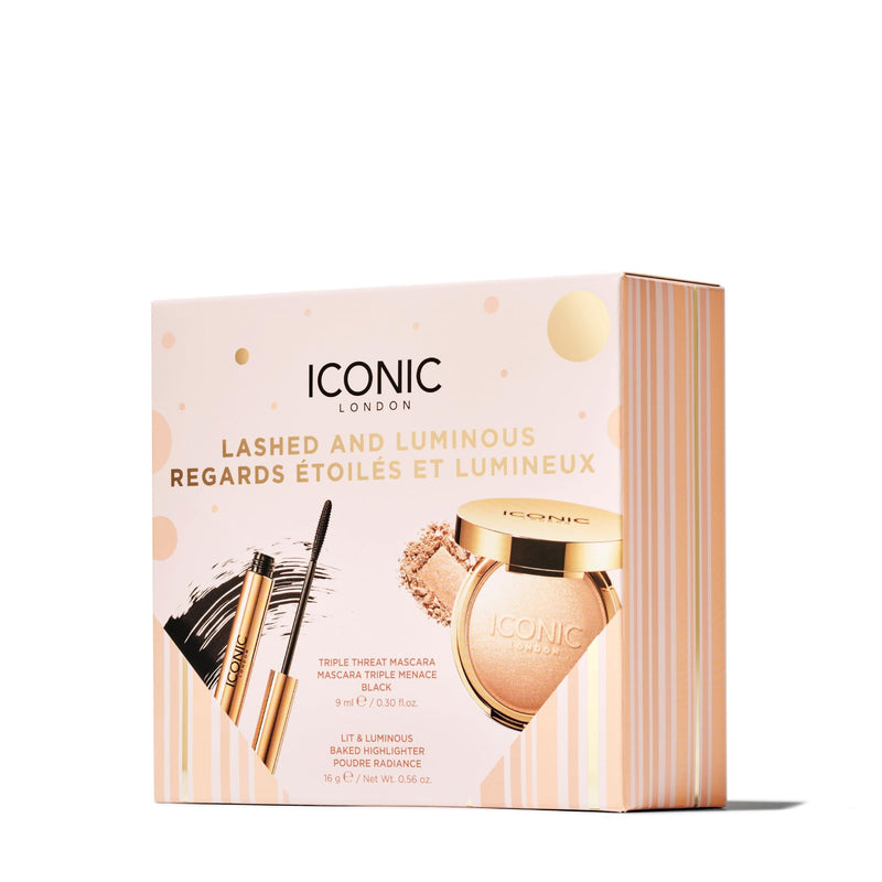 [Australia] - ICONIC LONDON Makeup Set for Natural Glow and Radiant Highlight, Perfect for Stocking Stuffers, Travel-Friendly, Cruelty-Free, Vegan Makeup Lashed and Luminous 
