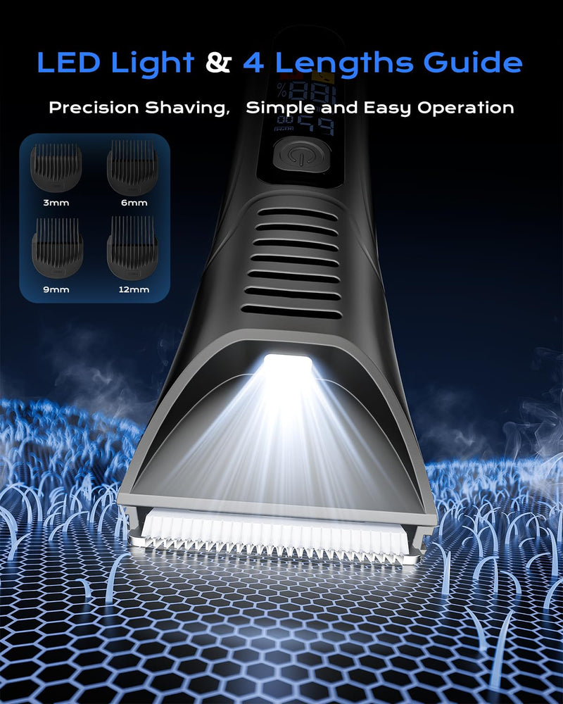 [Australia] - Body Hair Trimmer, Beard Trimmer for Men Electric Shavers, Waterproof Body Shaver Precise Pubic Grooming, Waterproof Ultra Groin Trimmers, USB-C, 4 Adjustable Guard Combs Green 