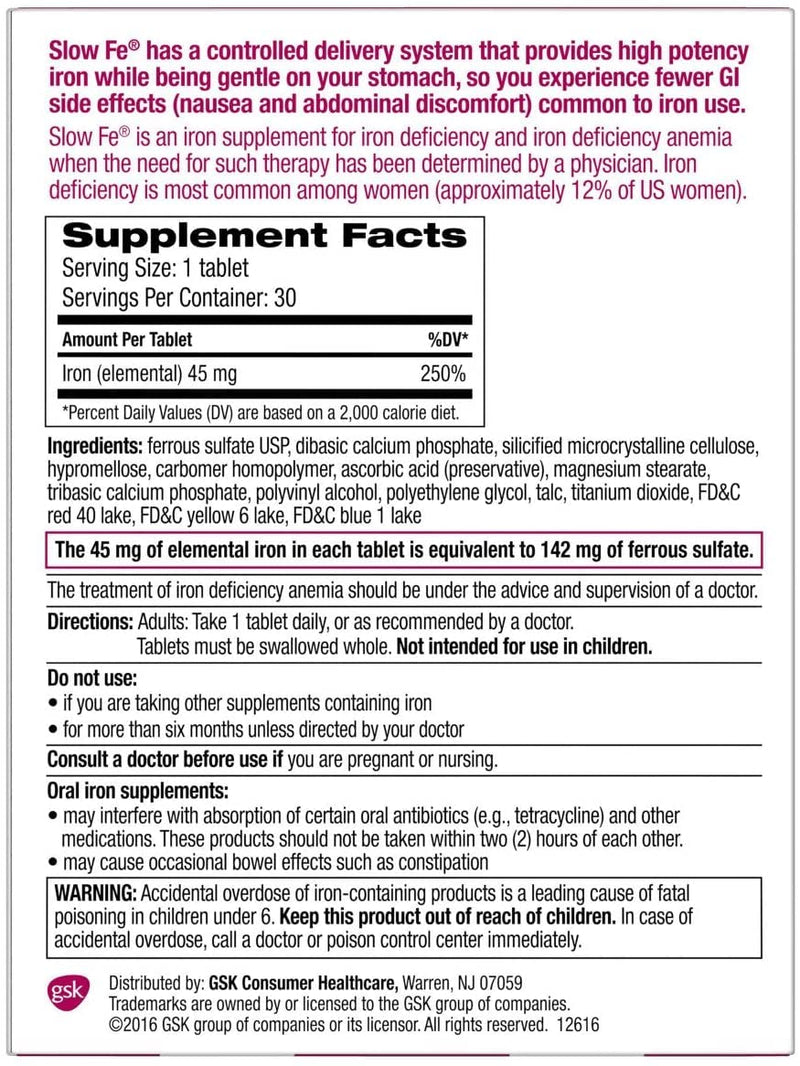 [Australia] - Slow Fe Slow Release Iron, 60 Tablets (Pack of 2) 
