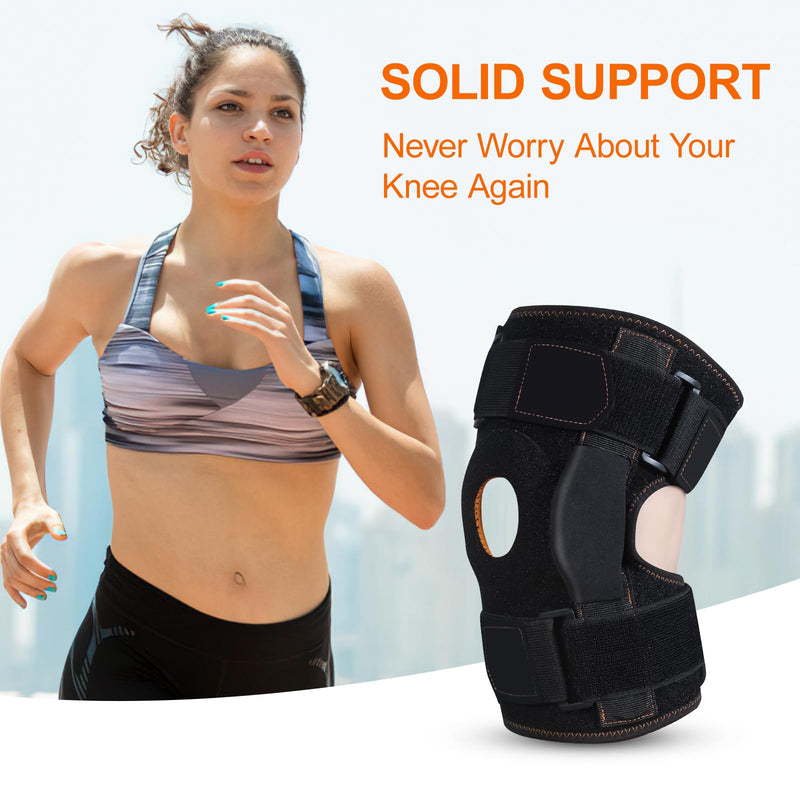 [Australia] - CHIYAN Hinged Knee Brace with Side Stabilizers for Men Women, Metal Hinge Knee Support for Meniscus Tear Arthritis Pain Relief, ACL, PCL, MCL Black Large(1 Pack) 