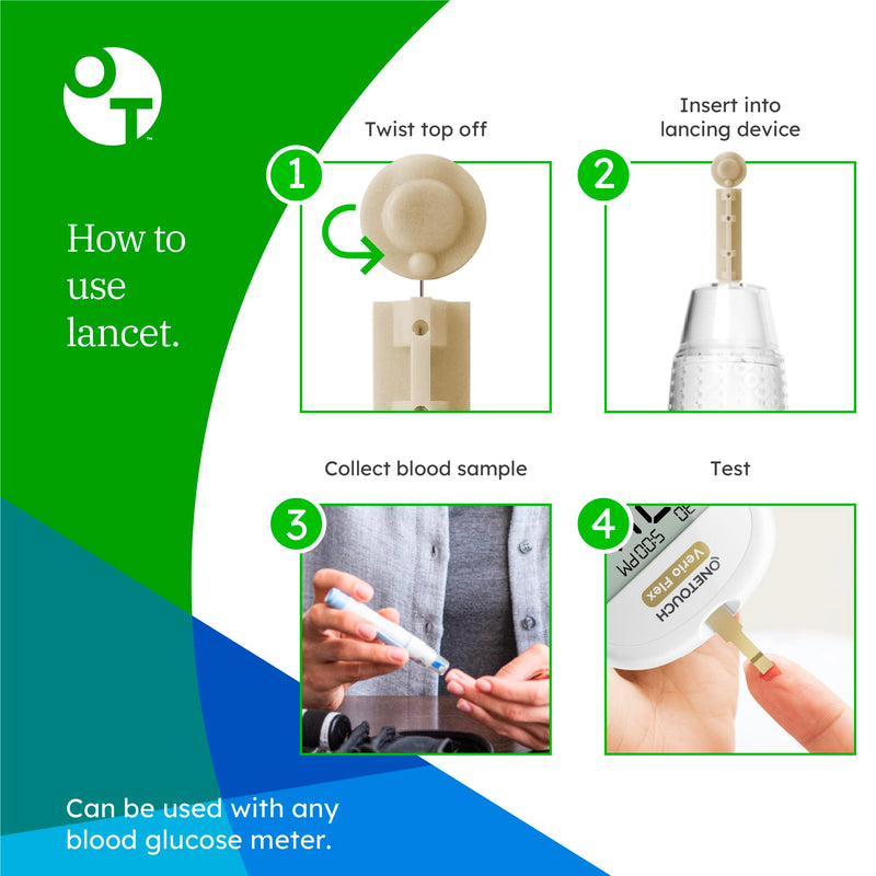 [Australia] - OneTouch Ultra Soft 2 Lancets | Fine 30G Lancets for Blood Testing | Compatible with Most Lancing Devices | Diabetic Lancets for Blood Glucose Monitor Kit, 1 Box (100 Lancets) 