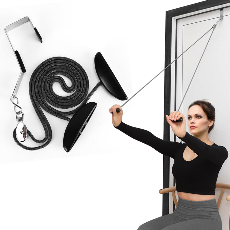 Shoulder Pulley Over The Door Physical Therapy System, Exercise Pulley for Physical Therapy, Alleviate Shoulder Pain and Facilitate Recovery from Surgery (Black)