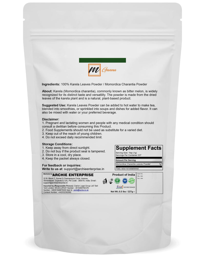 [Australia] - Karela leaves powder/Momordica Charantia/Bitter Melon for Holistic Wellness 0.5 lbs / 227 g 