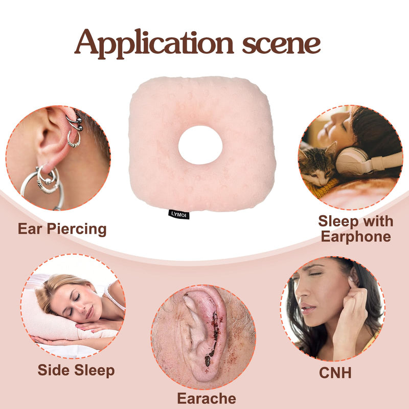 [Australia] - Ear Piercing Pillow, Side Sleeper Pillow with an Ear Hole, Ear Protector Pillow for Ear Pain CNH Piercing Pain Relief Sleeping Pressure Sores, Minky Dot (Pink) 