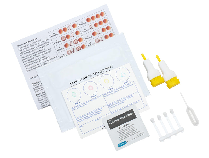 Eldoncard INC Blood Type Test, 1 Pack | Complete Kit, A, B, O, AB & RH Results, Results in Minutes, Includes Safety Lancet, Micropipette, Cleansing Swab