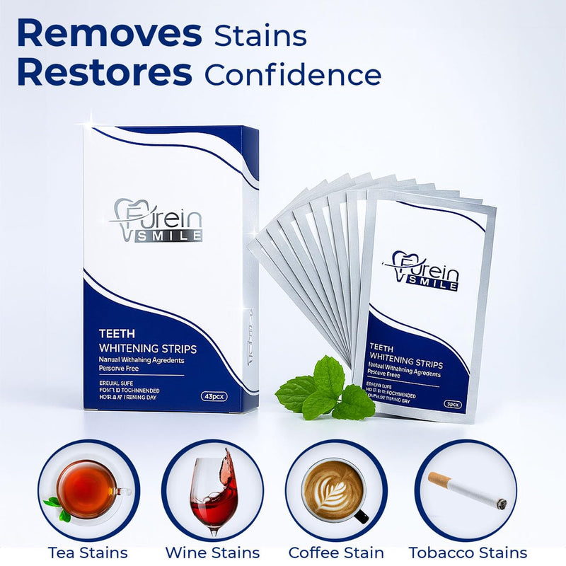 [Australia] - Teeth Whitening Strips, Mint Flavour Whitening Strips with Peroxide Free Formula -Gentle Dental Care & Fresh Breath - Pack of 42(21days Treatments) 