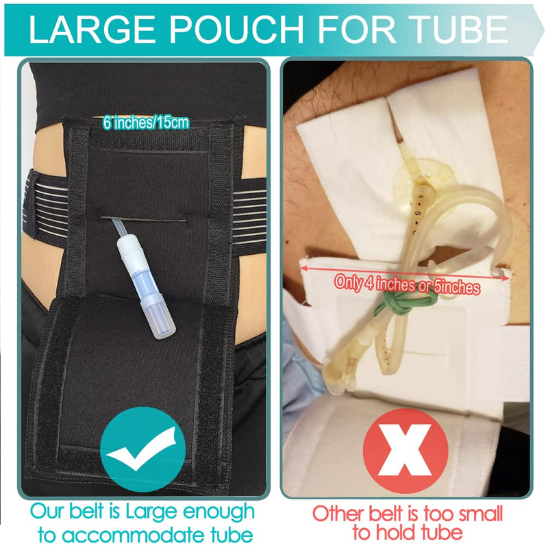 [Australia] - Breathable G Tube Holder Belt Large Square Sponge Feeding Tube Pouch for Gastrostomy J Peg Peritoneal Dialysis PD Peritoneal Dialysis Catheter Accessories Women Men Black Medium 