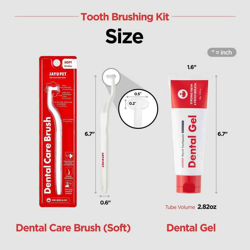 JAYU PET Tooth Brushing Kit - Dental Gel 1EA + Dental Care Brush 1EA | Dog Cat Tooth Brush Kit, Pet Toothpaste and Toothbrush Set, Dental Oral Care Kit, Dog Cat Toothpaste and Brush - PawsPlanet Australia