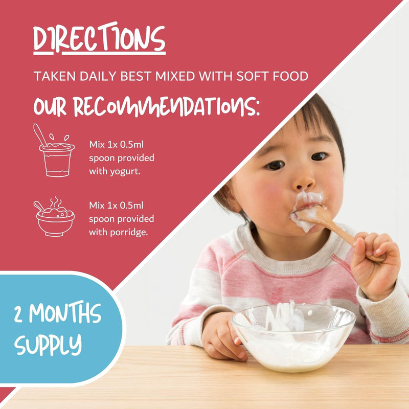 Kids Vitamins A, C & D for Children & Baby | Bones, Vision & Heart | Sugar Free Liposomal Liquid Multivitamin Supplement | 2 Month Supply | 30ml Bottle with Spoon. Vegetarian & UK Made