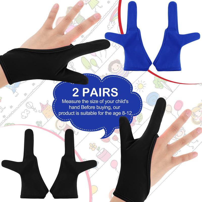 [Australia] - Jiuguva 4 Pcs Thumb Sucking Guard Gloves Kids Stop Thumb Sucking Finger Chewy Breathable Gloves for Ages 8-12 Black, Blue 